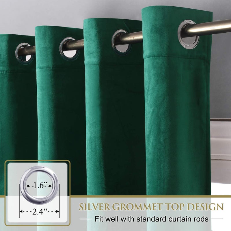 StangH Emerald Green Velvet Curtains 96 inches - Super Soft Luxury Blackout Velvet Drapes Elegant Home Decor Window Covering for Living Room/Dining Room, W52 x L96 inches, 2 Panels - Image 2